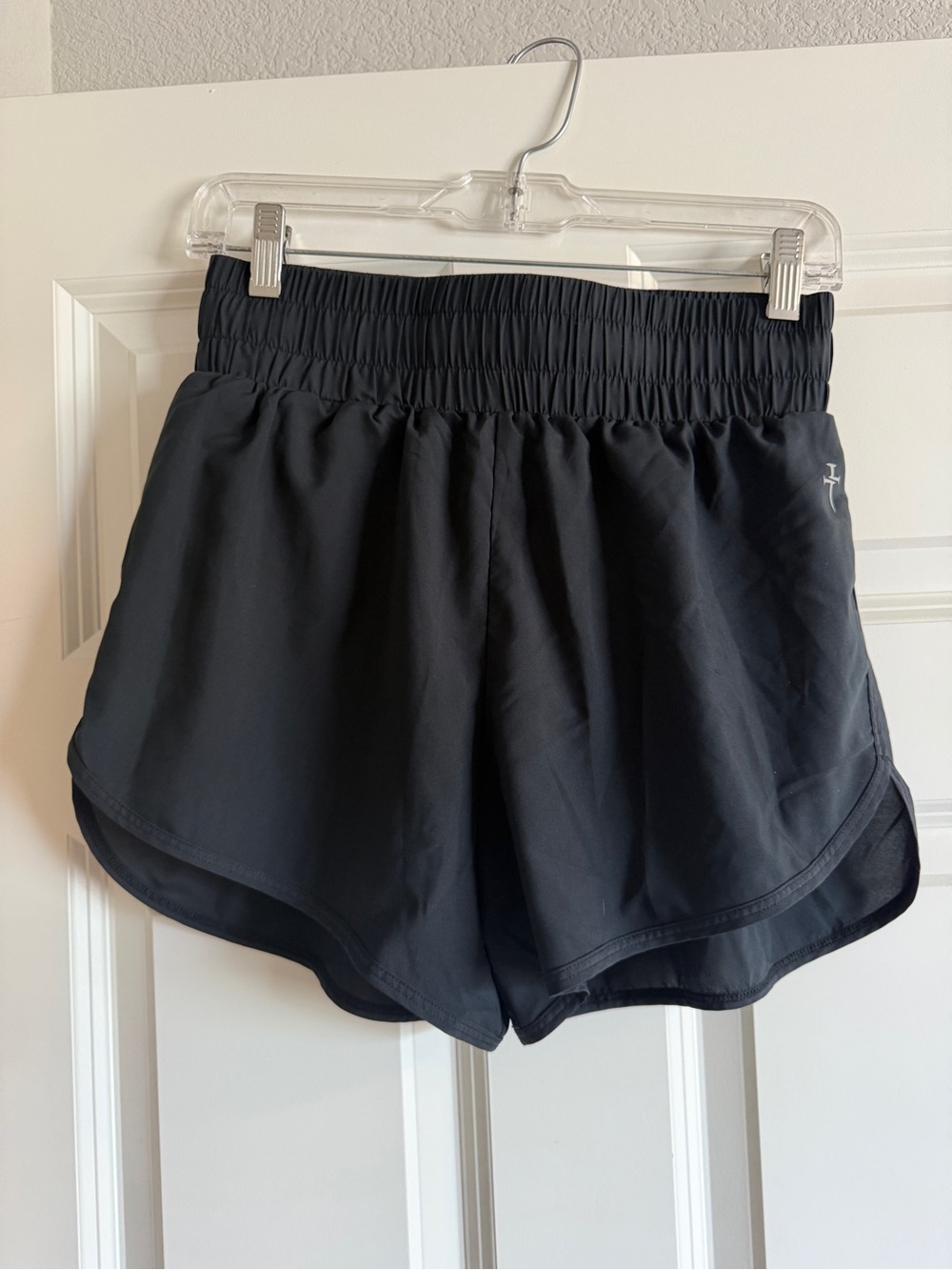 Women's Black Athletic Shorts with Elastic Waistband